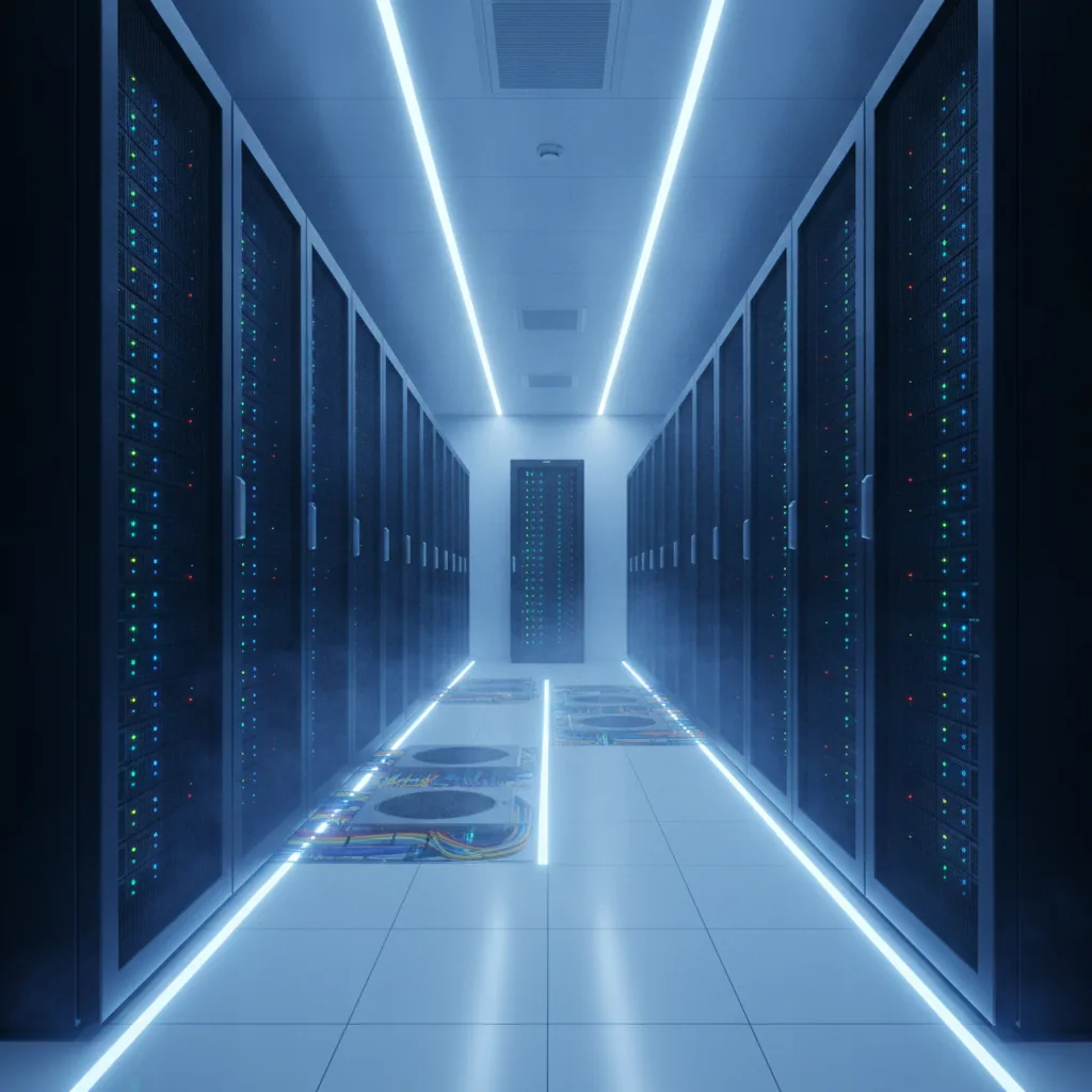 realistic photo of a modern web hosting server